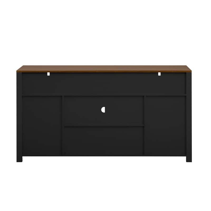 Farmhouse 59.3" Sideboard Buffet with Sliding Barn Doors and Open Storage for Living or Dining Spaces