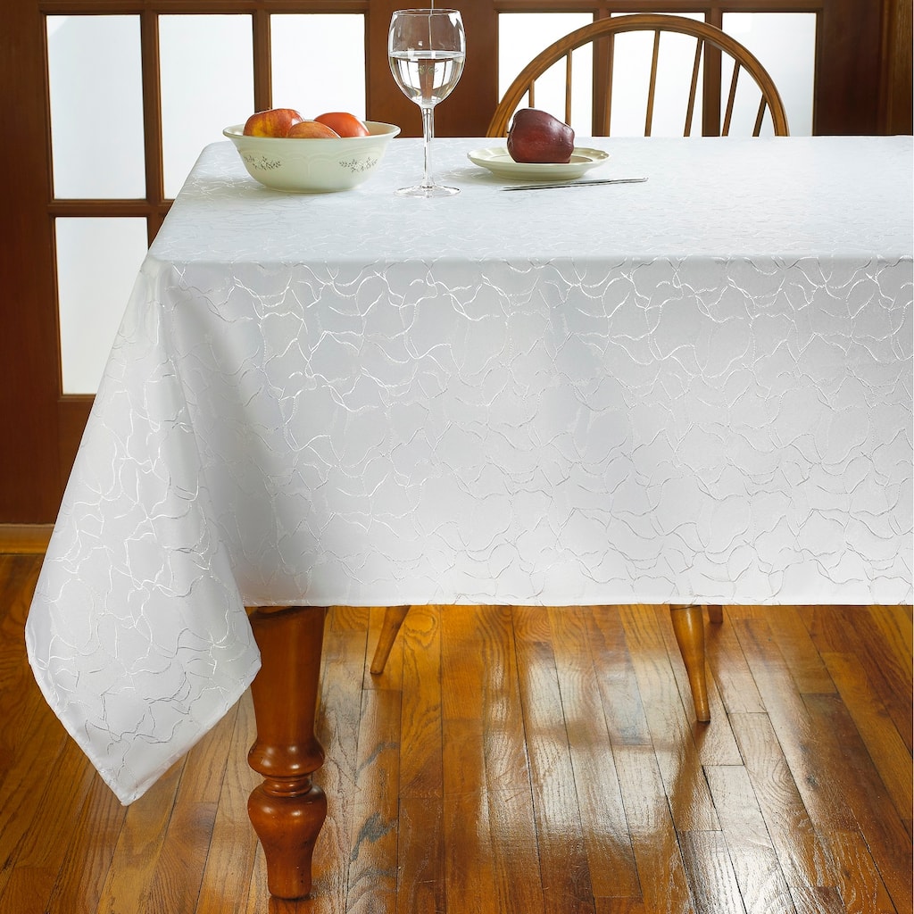 Violet Linen European Stone Stain Resistant Microfiber Damask Tablecloth