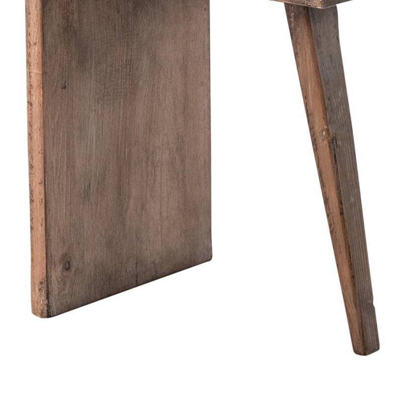 Leno End Table, 21 Inch Rectangular Rustic Natural Brown Pine Wood