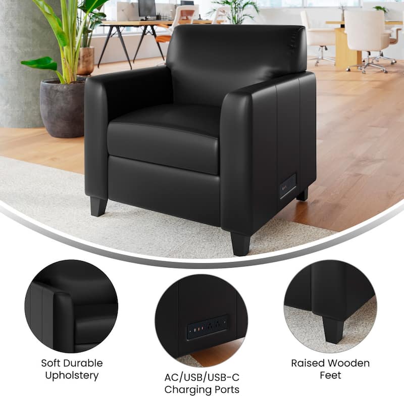 Upholstered Chair with Charging Station - 30"D x 31"W x 33.25"H