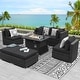 preview thumbnail 34 of 154, FINCATI Outdoor High-back Wicker Patio Sectional Set, 500 lbs Luxury Oversized Conversation Set, Spacious Couch Set
