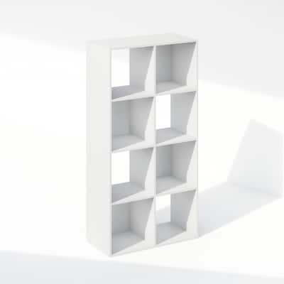 47 in. Tall White Wood 8-Shelf Bookcase