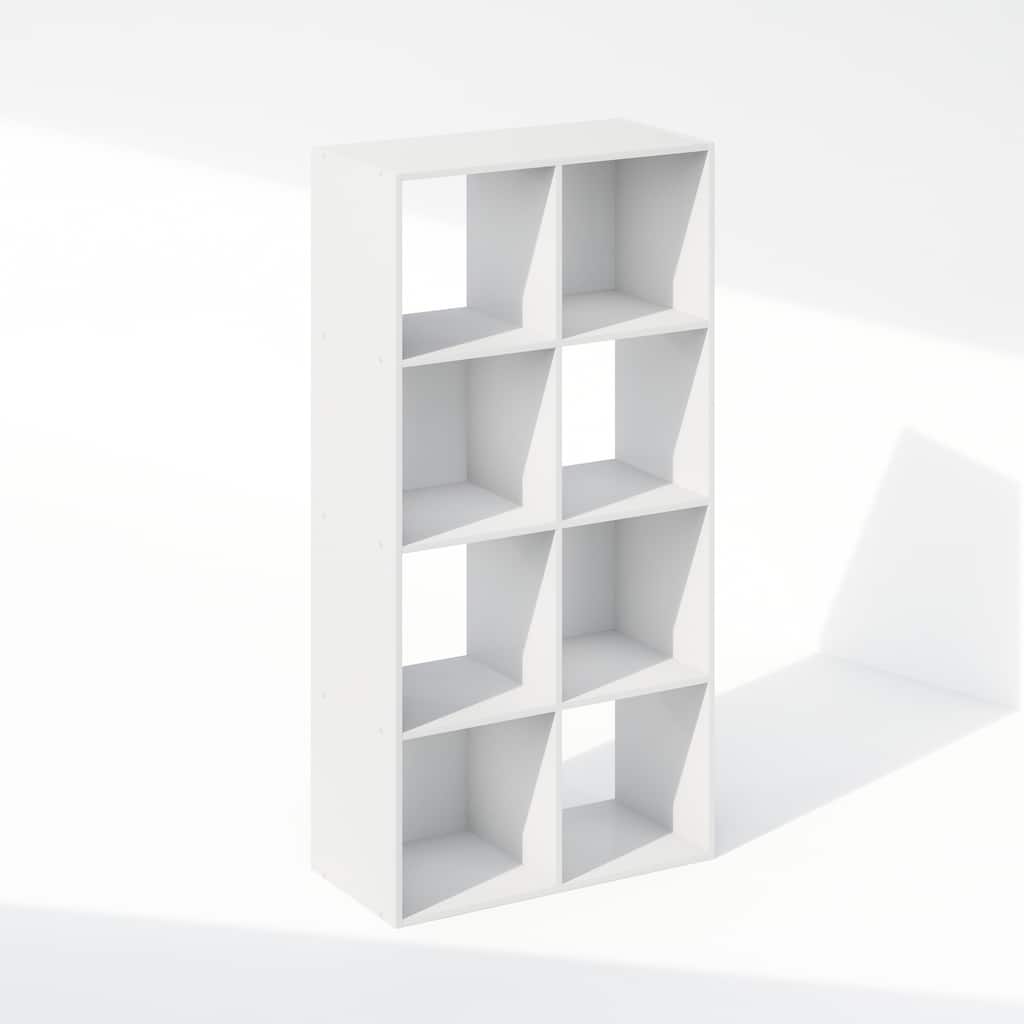 47 in. Tall White Wood 8-Shelf Bookcase