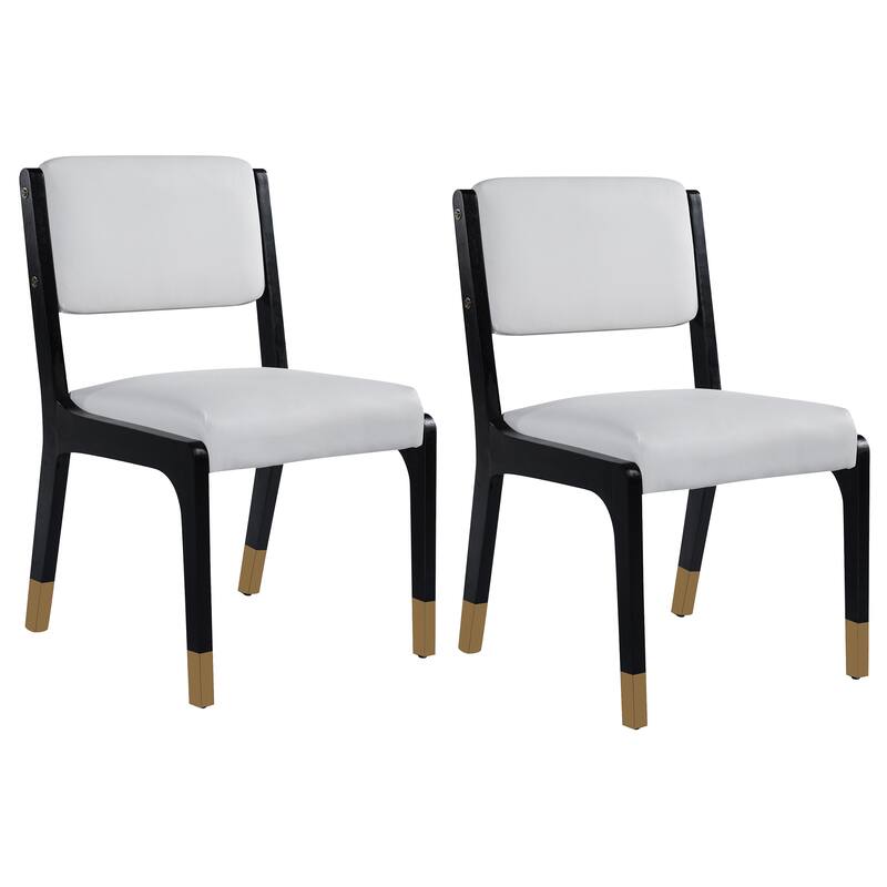 Wooden Dining Chairs Set of 2, Modern Fabric Upholstered Kitchen Side Chairs, Farmhouse Dining Room Accent Chair - Black