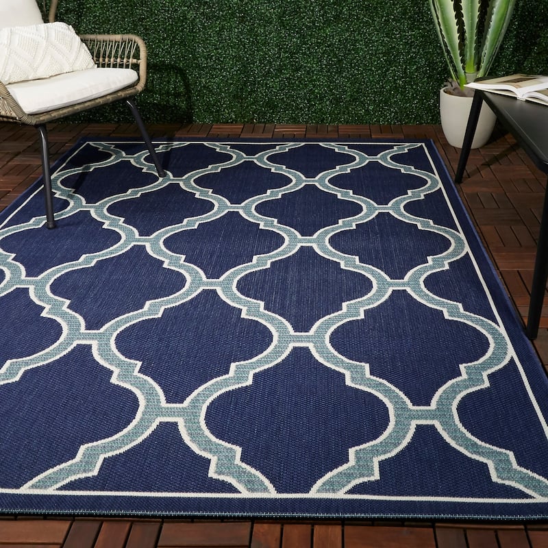 Amalie Trellis Indoor/Outdoor Area Rug - 7'10" x 10' - Dark Blue