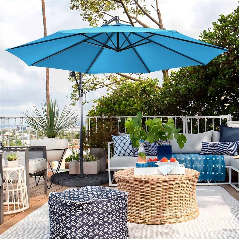 Yaheetech 10 Ft Patio Offset Umbrella Outdoor Hanging Cantilever Umbrella with Crank & Cross Base