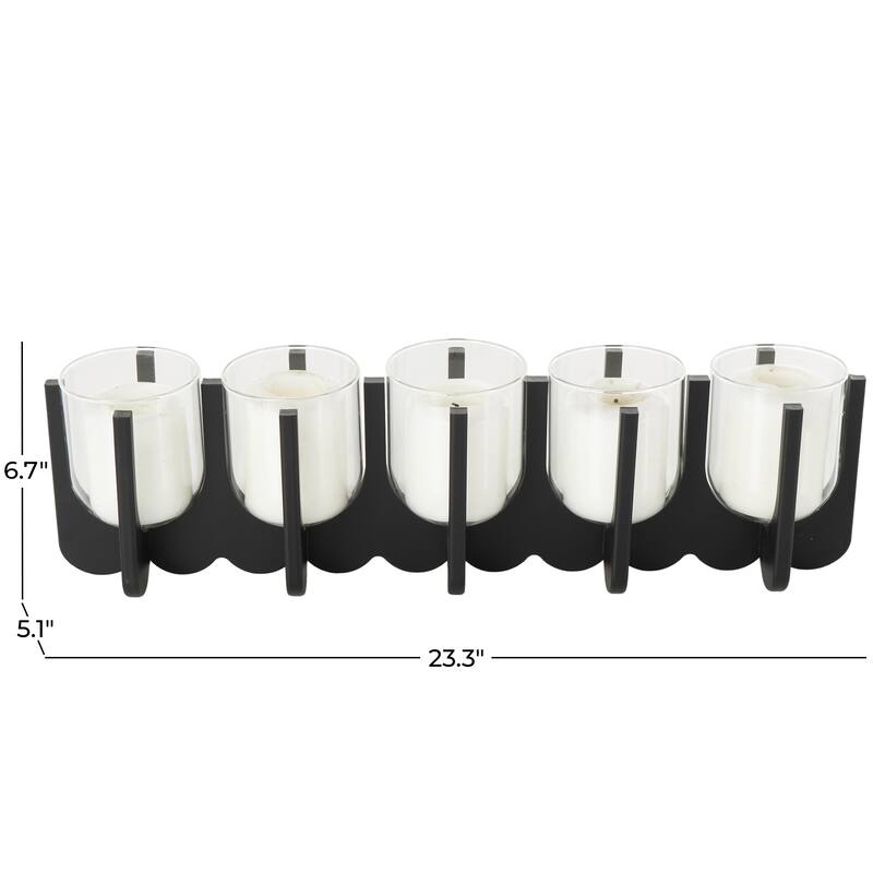 Wooden Hurricane 5 or 3 Slot Candle Holder - Black - Roche River Decor