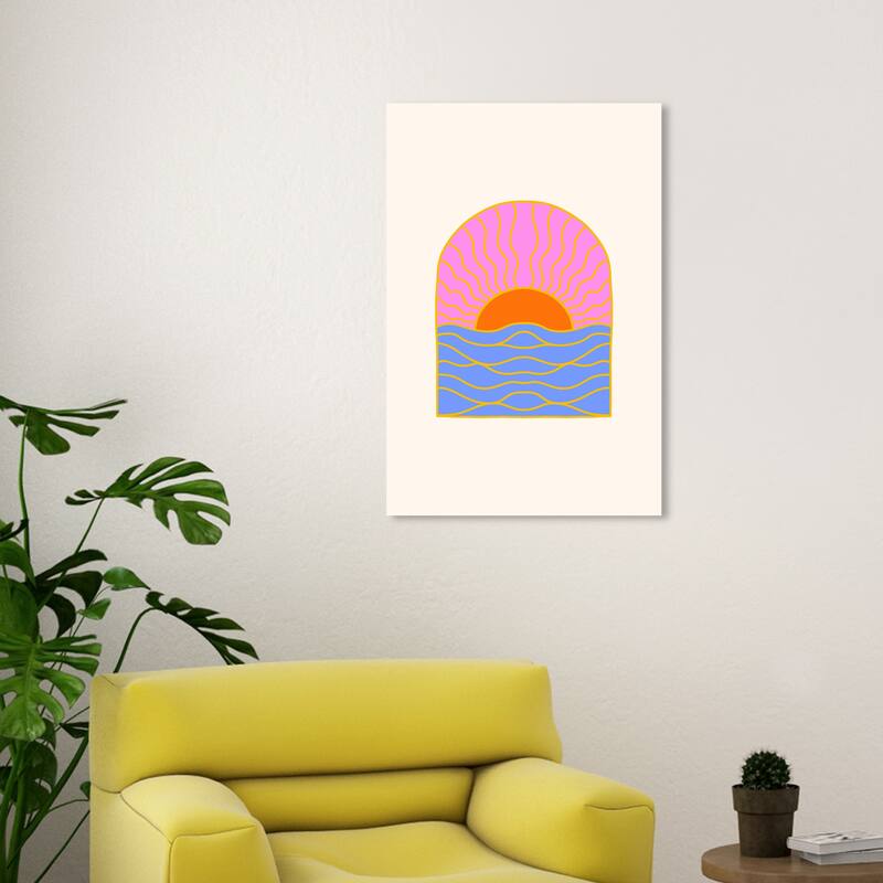 Wynwood Studio Canvas Abstract Sun Paradise Purple and Dark Orange Modern & Contemporary Wall Art Canvas Print