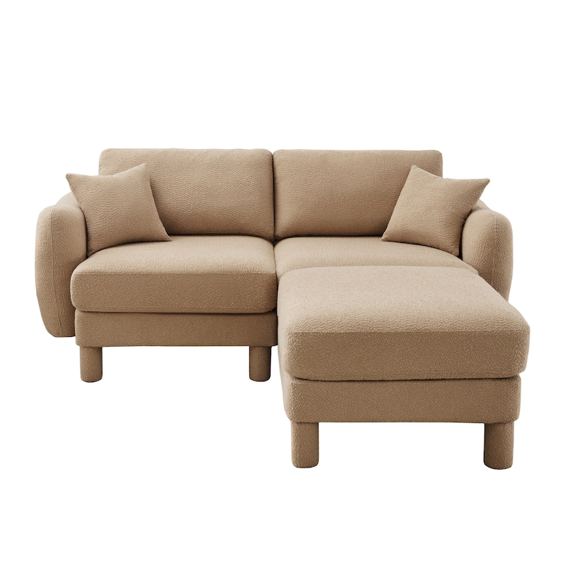 GDFStudio - Boucle 2-Seater 78" Sectional Loveseat Sofa with Removable Ottoman