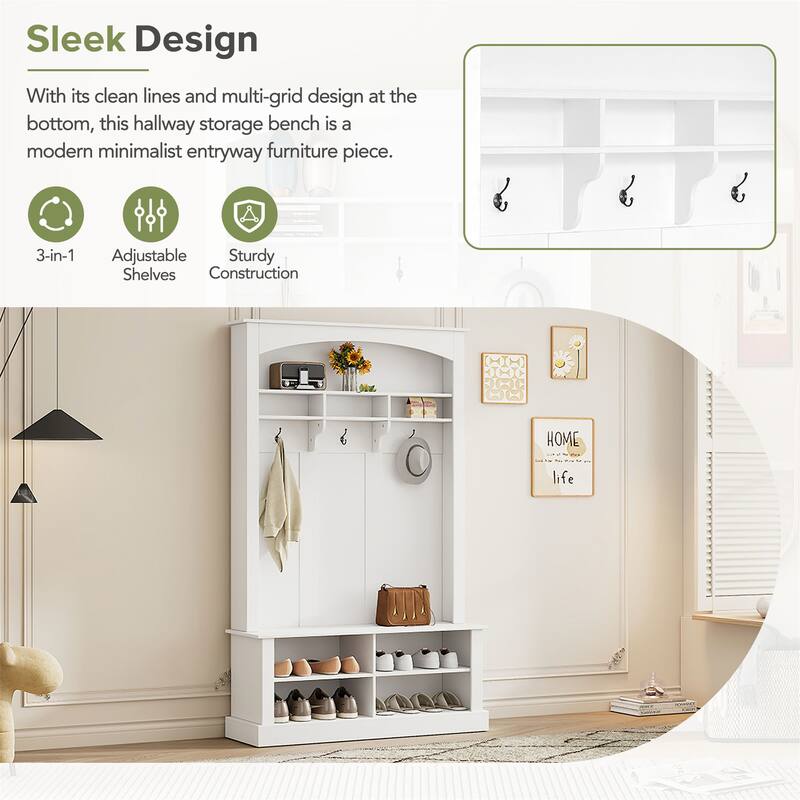 Hall Tree with Bench and Shoe Storage