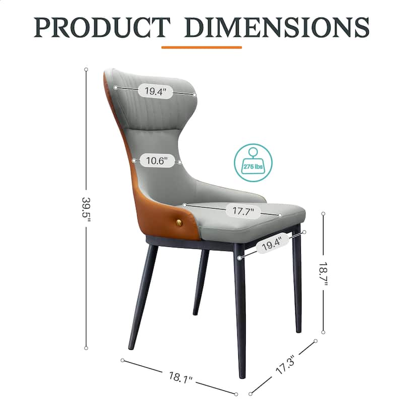 Modern Wingback Dining Chairs Accent Chair Armless Chair with Tufted Back (Set of 2)