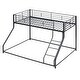 preview thumbnail 10 of 9, Twin XL over Queen Metal Floor Bunk Bed, Black