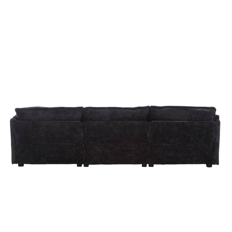 HOMEFUN 112" Oversized Chenille Upholstered L-Shaped Modular Sectional Sofa for Living Room