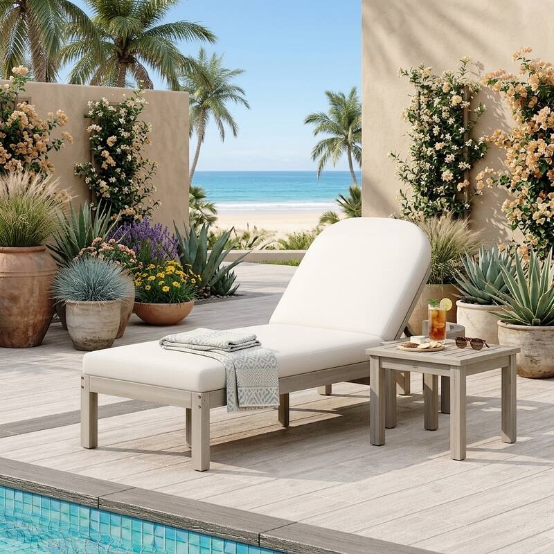 5-Position Adjustable Outdoor Chaise Lounge with Arched Backrest by Leisure Zone - Single&Gray