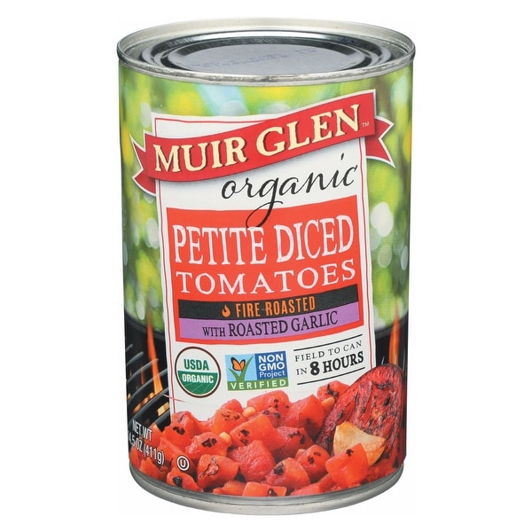 Muir Glen Diced Tomatoes Roasted Garlic - Tomato - Case of 12 - 14.5 oz.