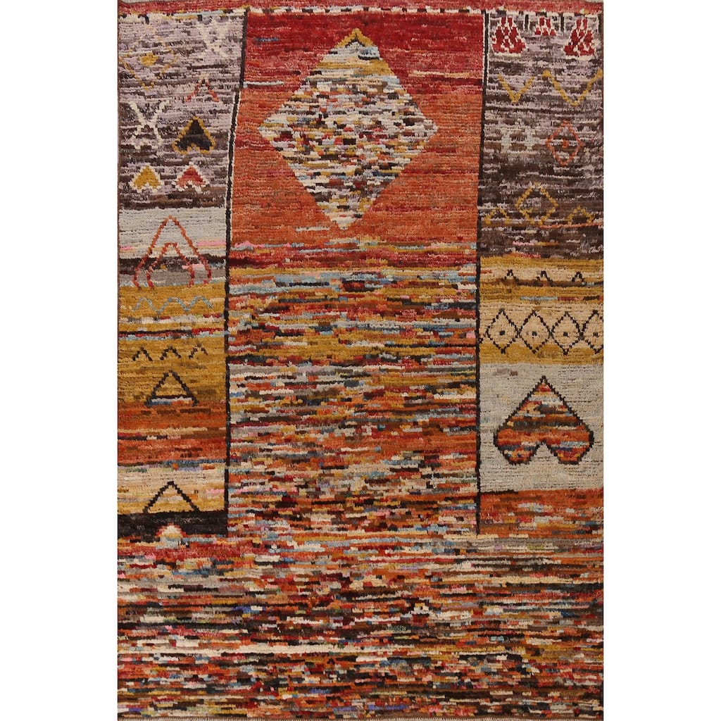 Geometric Moroccan Oriental Area Rug Handmade Bedroom Wool Carpet - 6'9" x 9'7"
