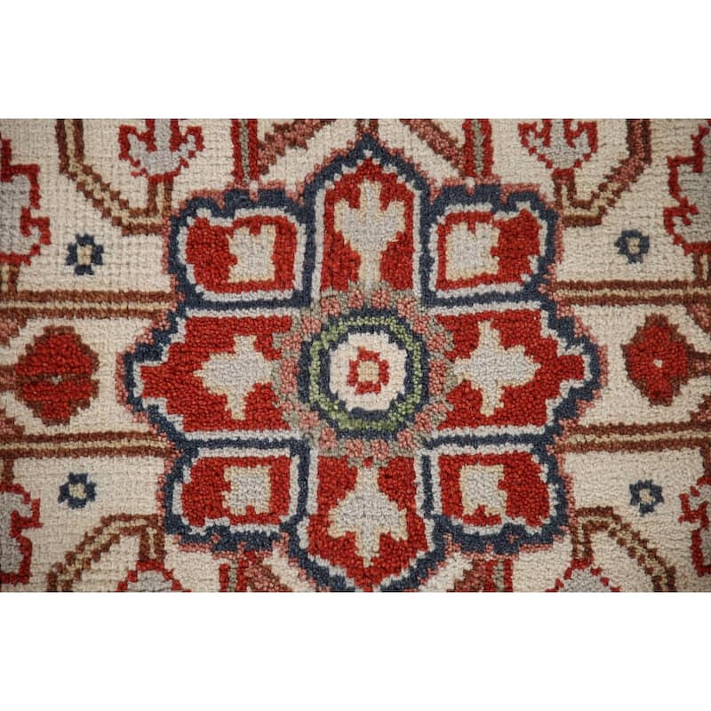 Geometric Heriz Serapi Oriental Area Rug Hand-Knotted Wool Carpet - 8'11"x 11'10"