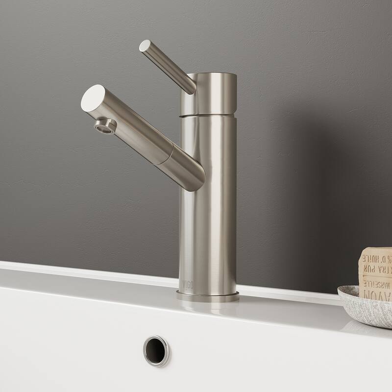 VIGO Noma Single Hole Bathroom Faucet - Faucet - Brushed Nickel