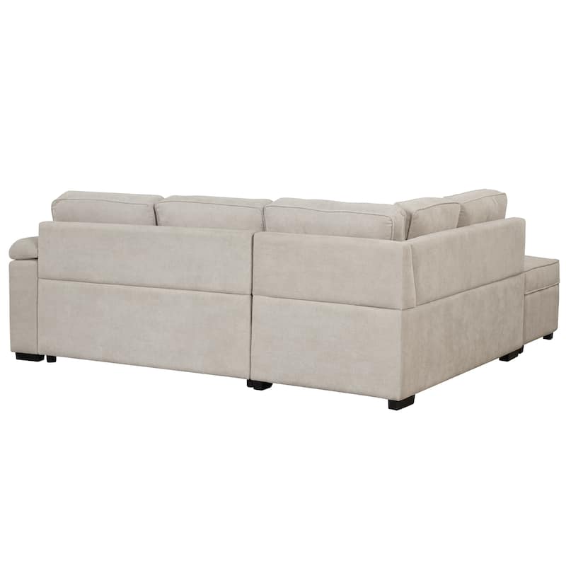 84.75'' L-Shaped 5-Seat Sleeper Sofa Bed with Storage Ottoman and Pull-Out Bed, Ideal for Living Room Use