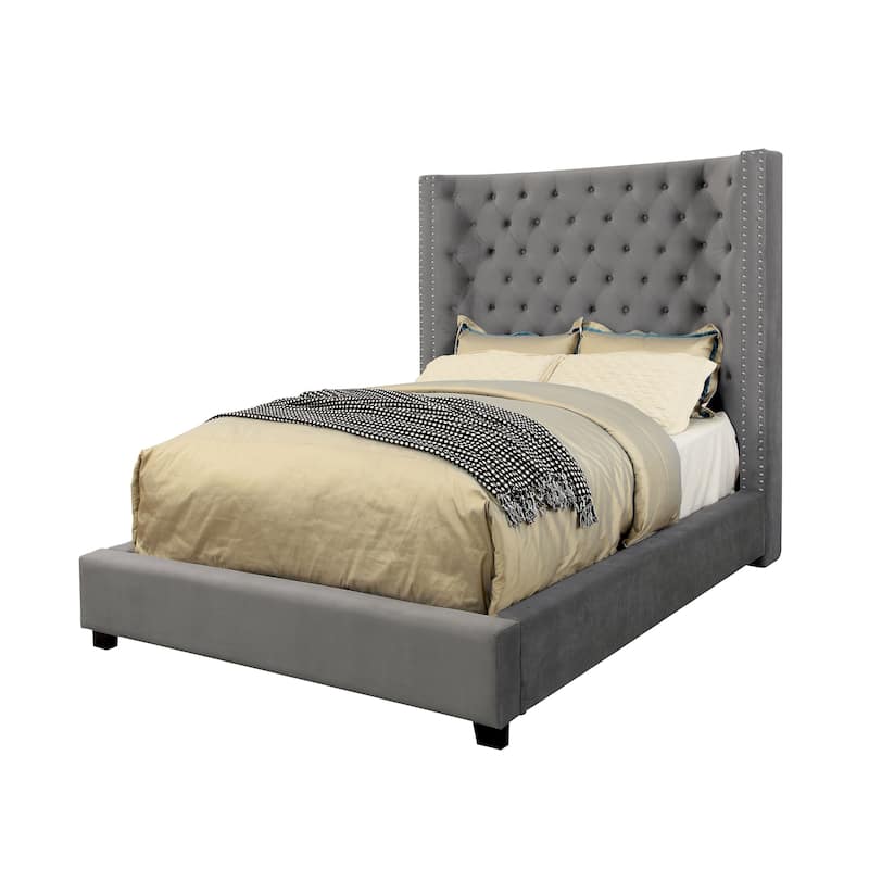 Furniture of America Arun Modern Fabric Low Profile Panel Bed