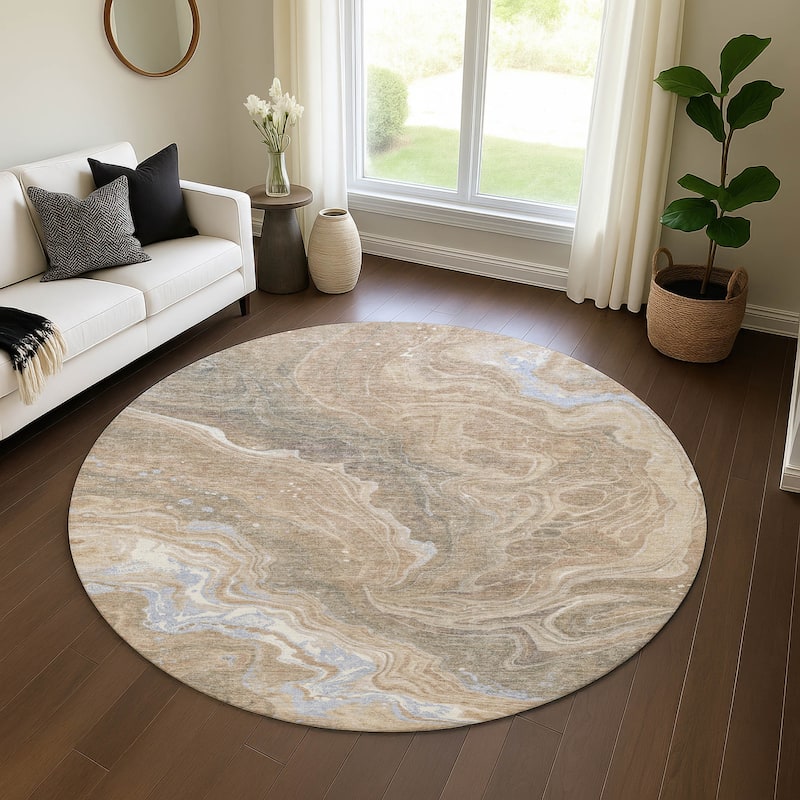 Premium Washable Super Soft Abstract Mayfield Rug - Taupe - 8' x 8'