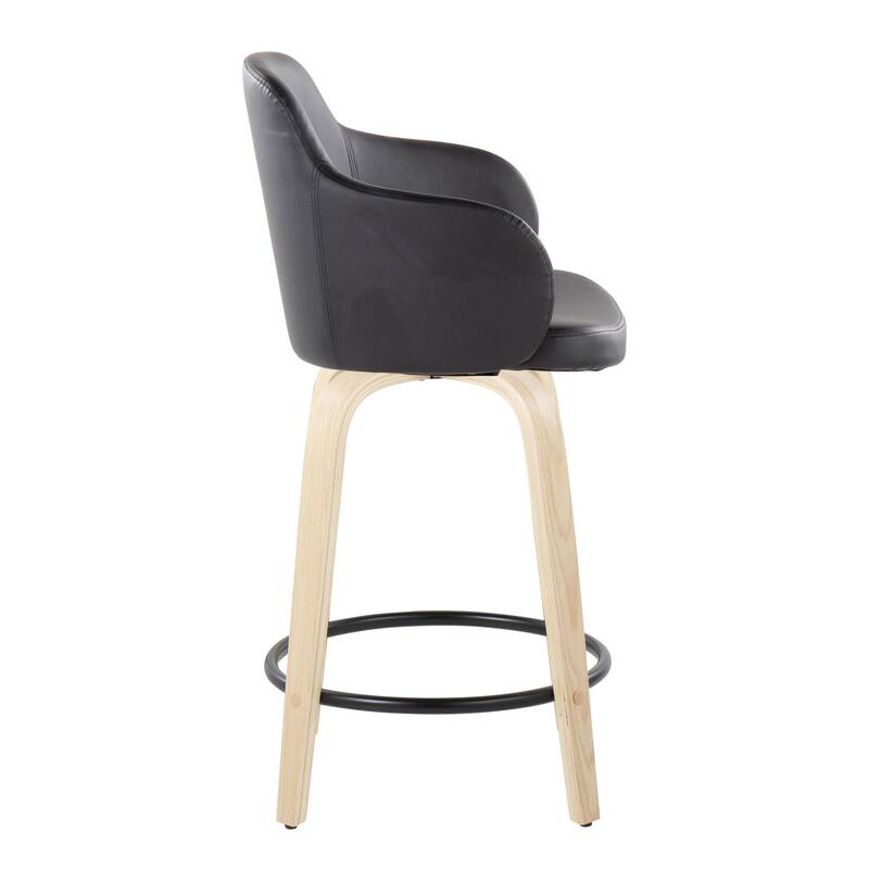 Carson Carrington Iglabo 24" Fixed-Height Counter Stool with Bent Wood Legs and Round Footrest (Set of 2)