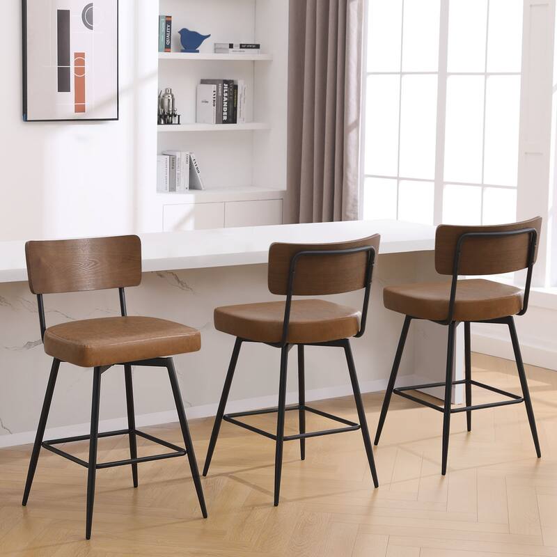 Faux Leather Upholstered Swivel Counter/Bar Stools Set of 2/3/4