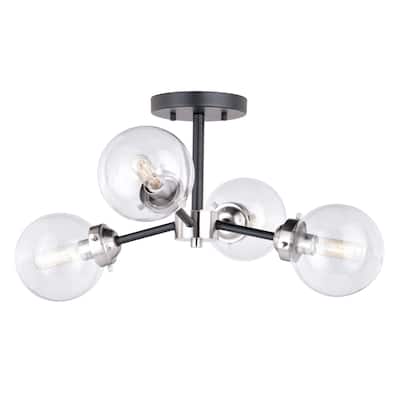 Orbit Nickel and Bronze Sputnik Semi Flush Mount Ceiling Light