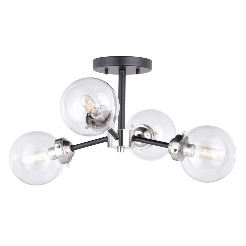 Orbit Nickel and Bronze Sputnik Semi Flush Mount Ceiling Light