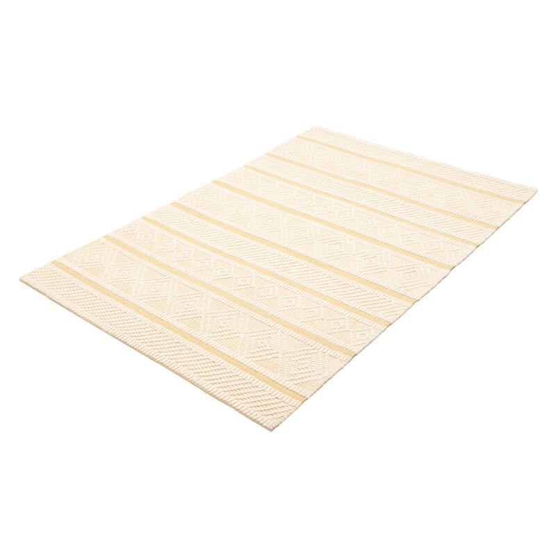 ECARPETGALLERY Braid weave Sienna Cream Wool Rug - 5'2 x 8'1