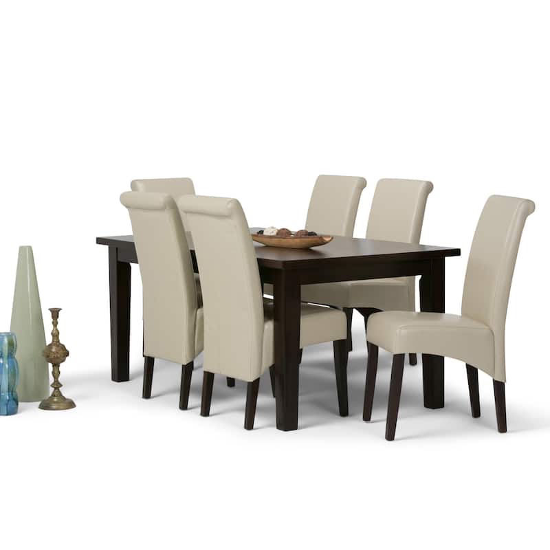 WYNDENHALL Franklin Transitional 7 Pc Dining Set with 6 Upholstered Dining Chairs and 66 inch Wide Table