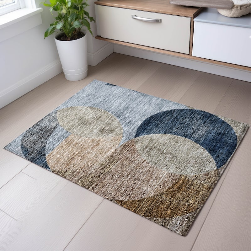 Premium Washable Super Soft Modern Geo Mayfield Rug - Sky - 1'8" x 2'6"