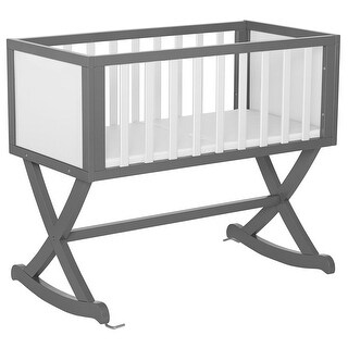 Solid Wood Rocking Baby Glider Cradle with Crib Mattress On Sale