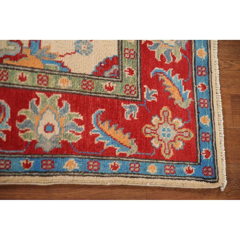 Kazak Area Rug Hand-Knotted Traditional Wool Carpet - 3'9"x 6'1"