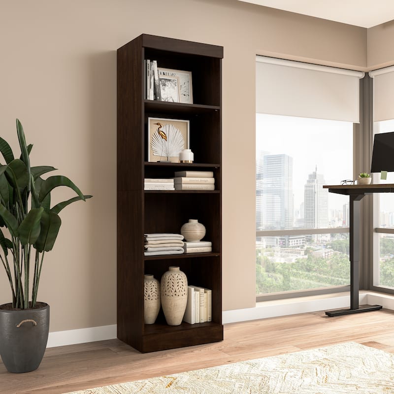 Pur 25W Closet Organizer, Tall Narrow Shelving Unit by Bestar - Chocolate