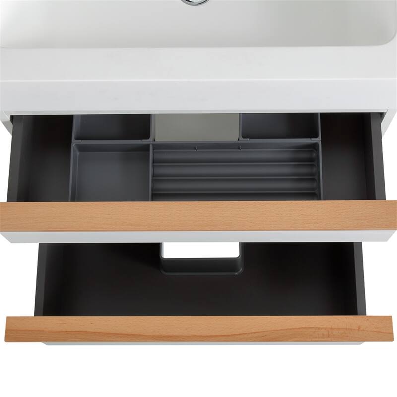 24" Wall Mounted Bathroom Vanity with Integrated Acrylic Sink, 2 Soft-Close Drawers