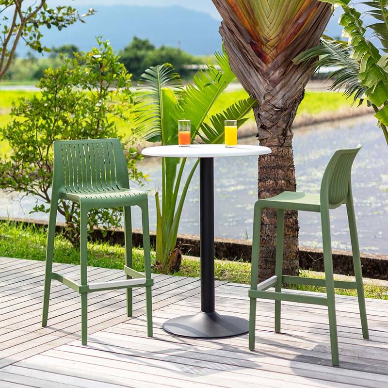Milos Resin Stackable Bar Stools, Set of 2 - Sage