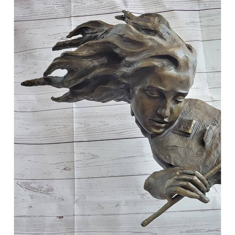 Abstract Modern Art Female Violin Fidler Player Bronze Marble Sculpture Statue