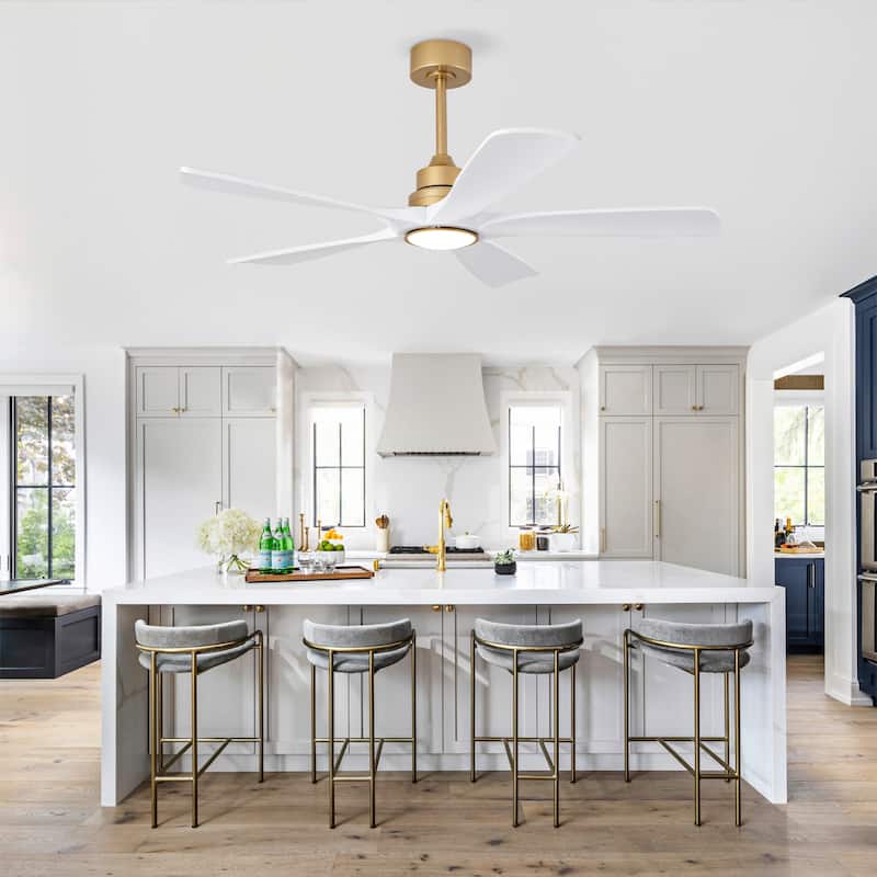 52" Ceiling Fans w/ Lights and Remote Control, Dimmable LED, Reversible DC Motor