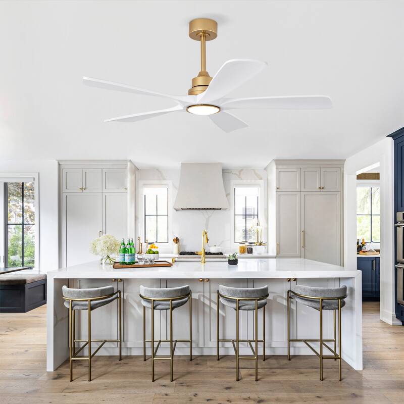 52" Ceiling Fans with Lights and Remote Control, Dimmable LED, Reversible DC Motor