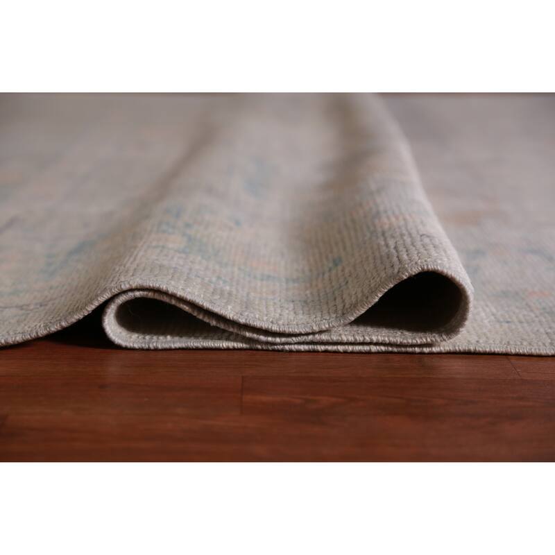 Hand Knotted Oriental 100% Wool Carpet Transitional All-Over Greys & Charcoal Oushak Area Rug - 9' 11'' X 8' 0''