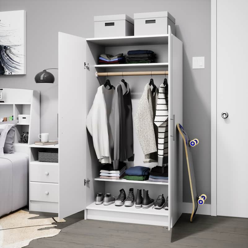 Prepac Elite Armoire Wardrobe Closet Cabinet with Hanging Rail