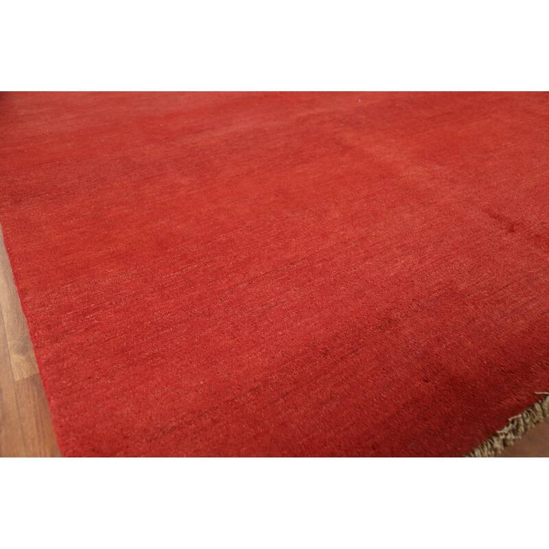 Modern Red Gabbeh Oriental Area Rug Hand-Knotted Wool Carpet - 5'6"x 7'10"