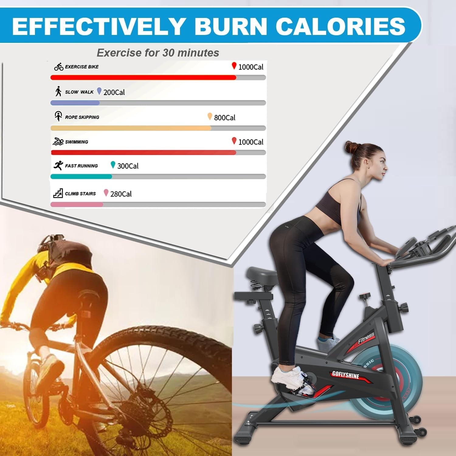 Stationary Exercise Bikes for Indoor, Home Cardio Gym Cycling Bike