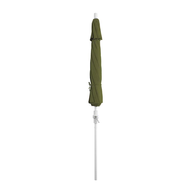 California Umbrella 9' Rd Patio Umbrella White Aluminum Frame Fiberglass Ribs Crank Lift Collar Tilt, Pacifica Pacific Blue