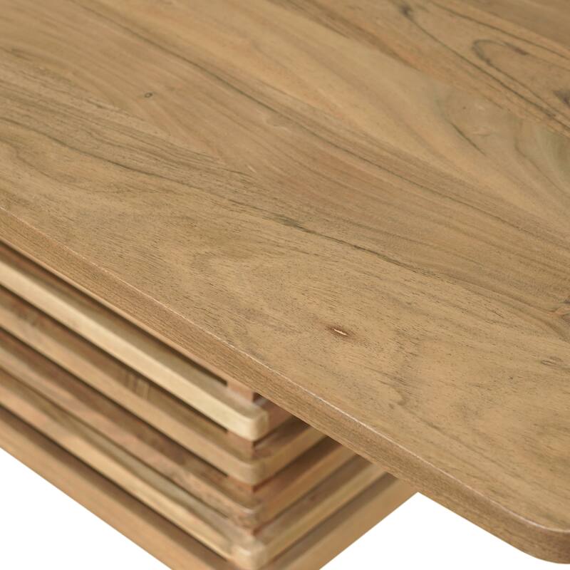 Sevita Round Mango Wood and Marble Modern Coffee Table, 36"W x 36"D x 18"H - 36"W x 36"D x 18"H