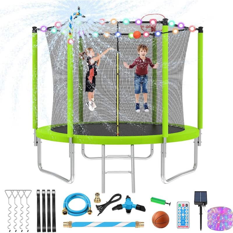 Upgraded 8FT 10FT 12FT Trampoline for Kids and Adults - 8FT - Green
