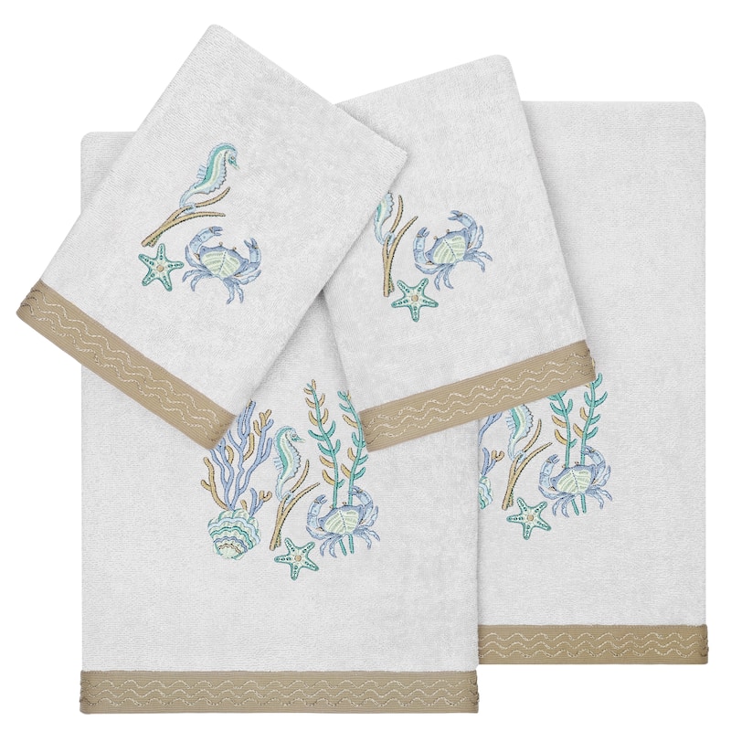 Authentic Hotel and Spa Turkish Cotton Aaron 4PC Embellished Towel Set - Silver
