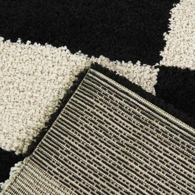 Leslie Checkered Shag Area Rug
