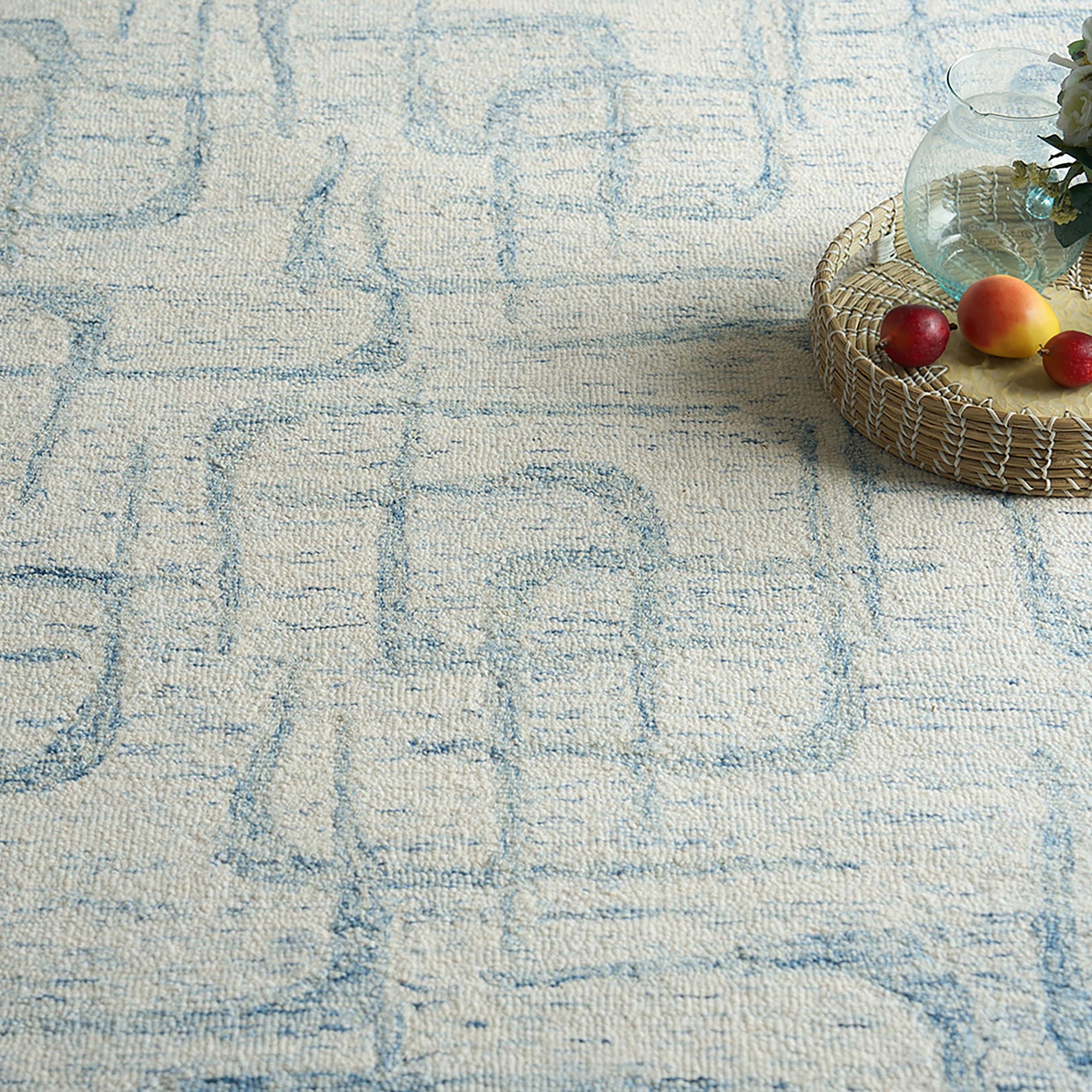 EXQUISITE RUGS Breeze Hand-tufted New Zealand Wool Light Blue Area Rug.